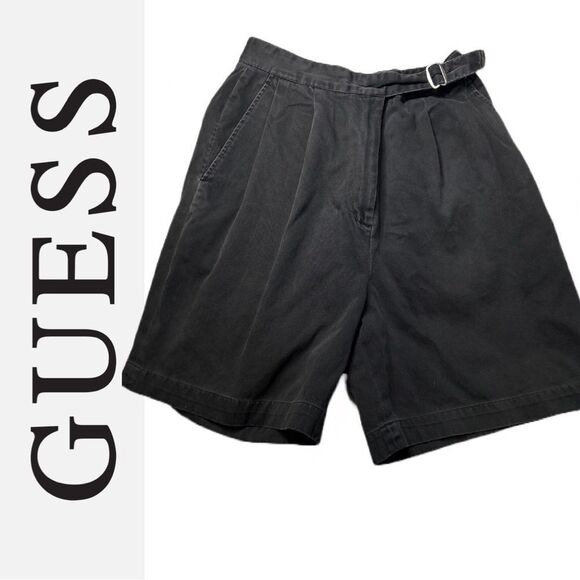 Guess Country Club Vintage Fall ‘95 High‎ Rise Black Pleated Shorts - Size 12 - Picture 1 of 3